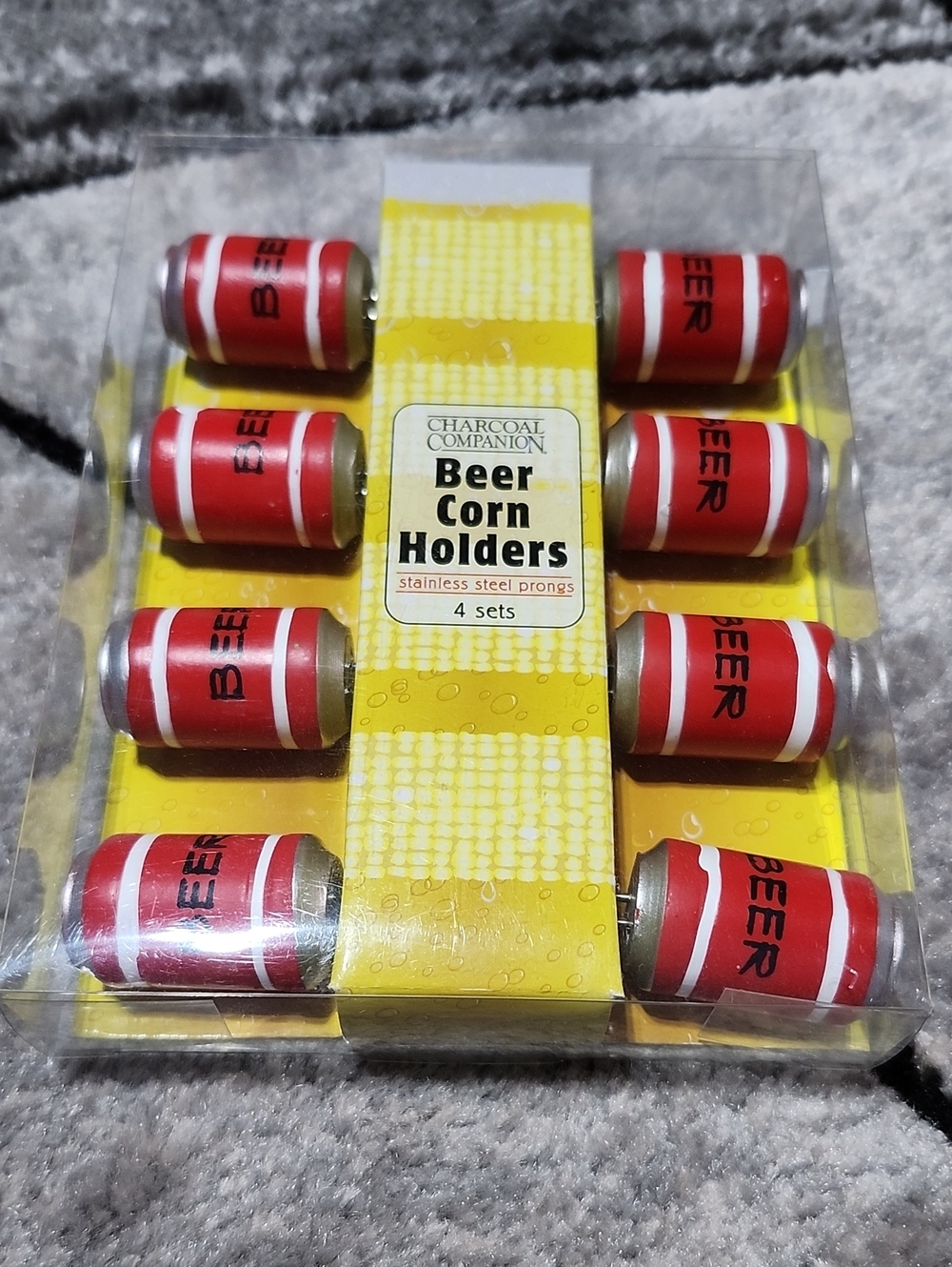 CHARCOAL COMPANION MINI RED BEER CAN CORN HOLDERS SET-OF-4